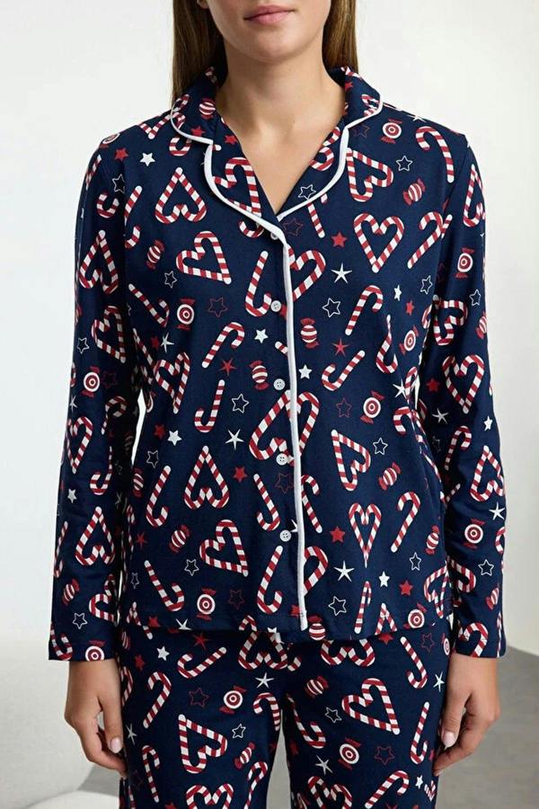 WOVCOR 2-Piece 100% Cotton Christmas Themed Knit Pajama Set