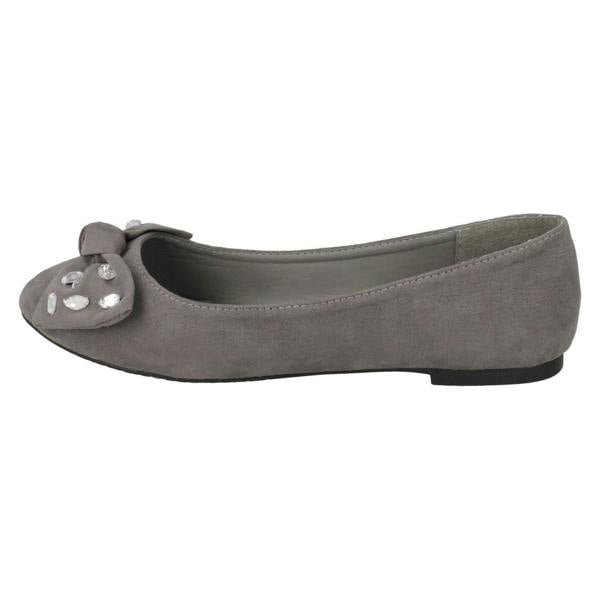 Spot On Ladies Spot On Jewel Bow Ballerina Shoes