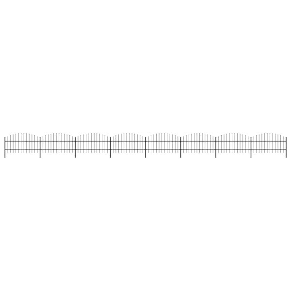 Berkfield Garden Fence with Spear Top Steel (0.75-1)x13.6 m Black
