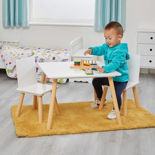 Liberty House Toys Kids Pinewood Table and Two Chairs Set