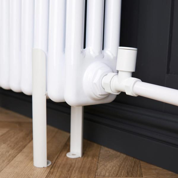 Flode Straight Round Manual Radiator Valve Pack | 15mm x 1/2″ | Matt White