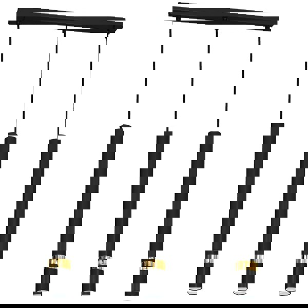 Milagro Joker Contemporary Pendant Lamp 3XGU10 Hand Made Cylindrical Style Light Finished in Matt Black With Striking Gold Detail