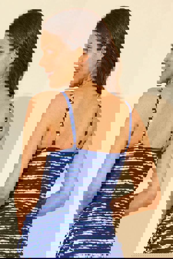 Tie Dye Side Tie Tankini Top