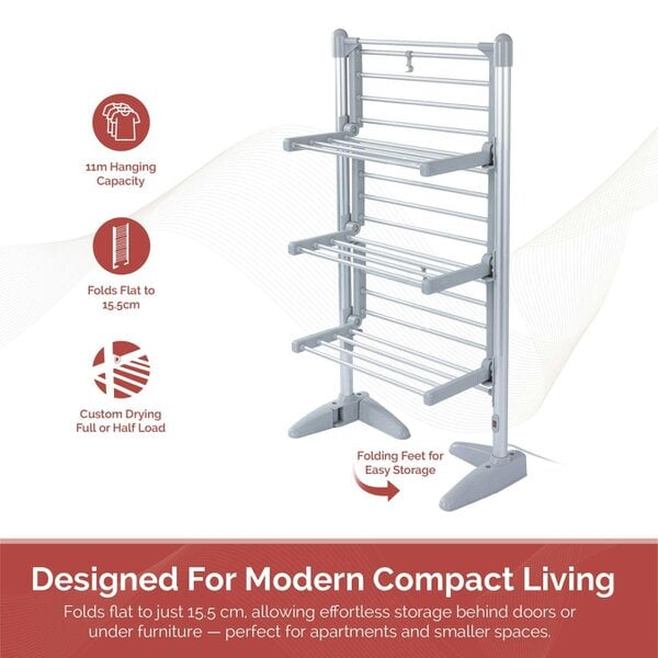 Rediffusion Ultra Compact 3 Tier Heated Airer with Cover