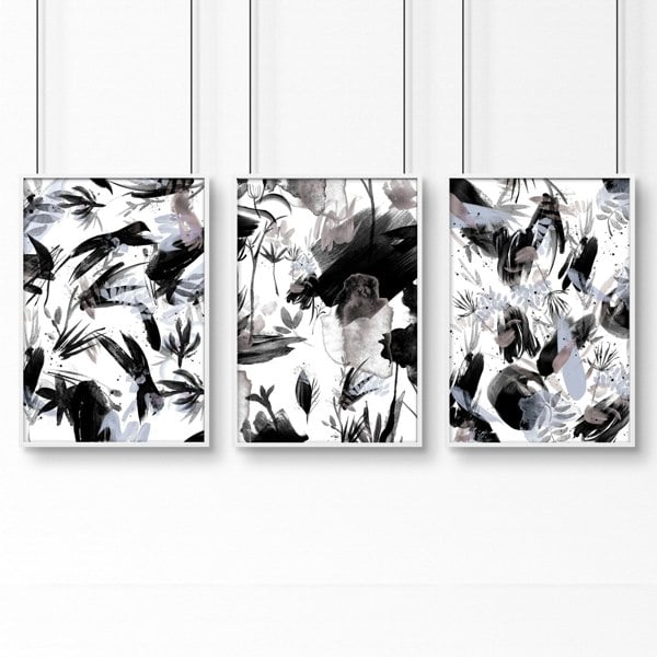 Bathroom wall print | set of 3 Black and White wall prints