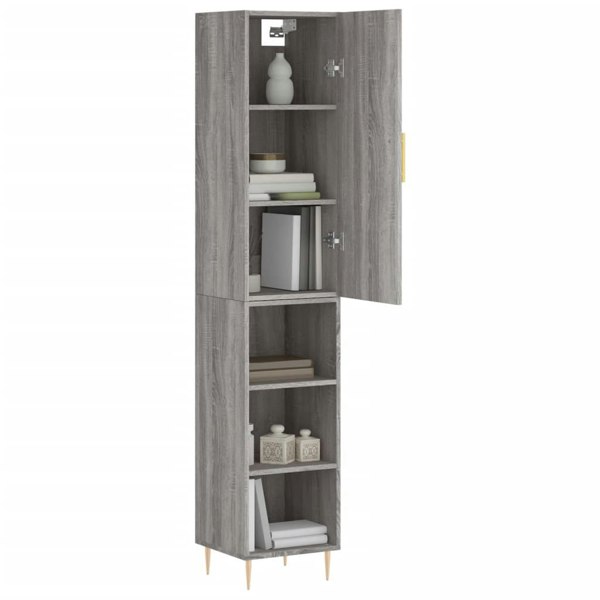 Berkfield Highboard Grey Sonoma 34.5x34x180 cm Engineered Wood