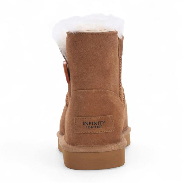 Infinity Leather Women's Sheepskin Suede Tan Brown Ankle Bootie Warm Winter Boots - Alpine
