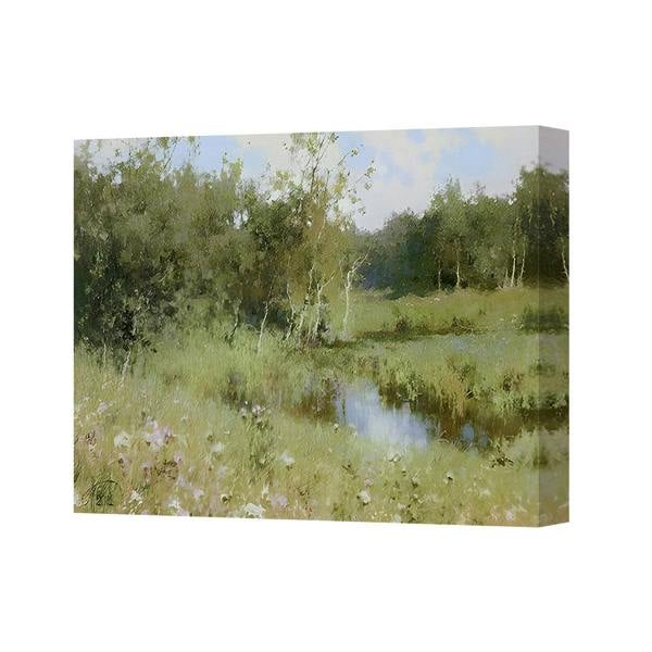 Benjamin Tate Design Impressionist Meadow Landscape Canvas Wall Art Print