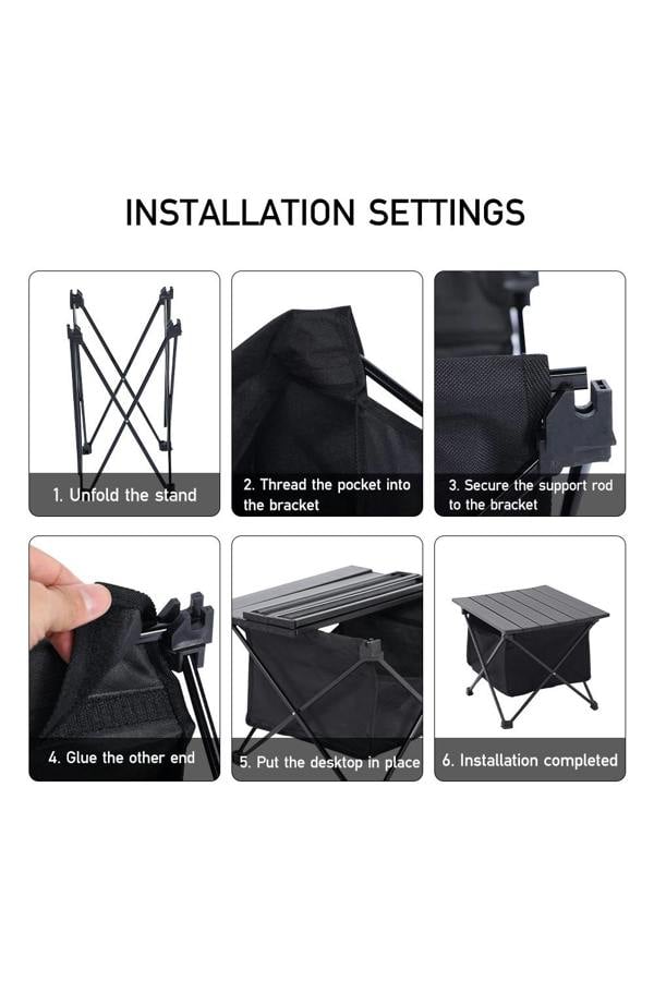 Living and Home 68cm W x 45cm D x 40cm H Foldable Camping Barbecue Aluminum Alloy Table with Storage Basket