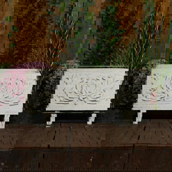 Medium size Tulip design White Stone Planter Trough