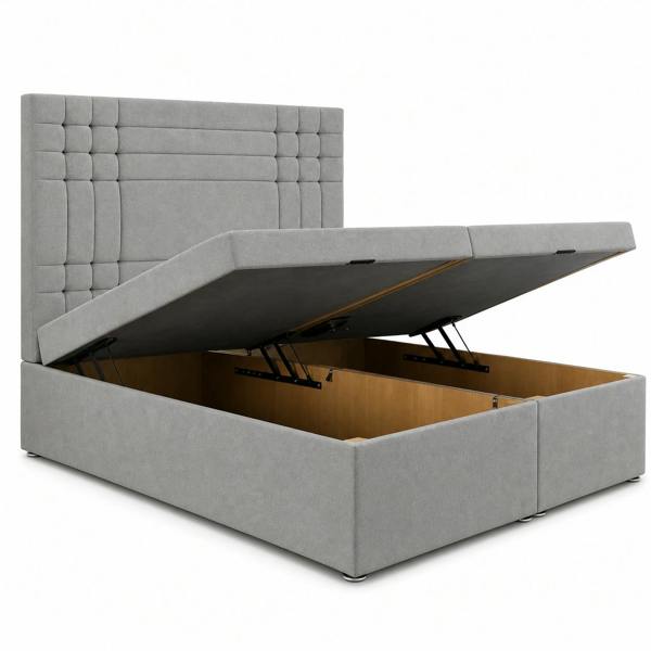 Great British Beds Seville Divan Ottoman Bed - Silver Plush