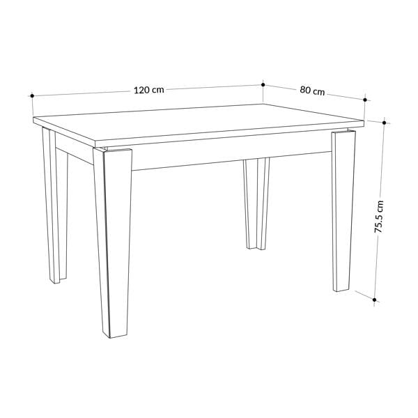 Decortie Tolmen Dining Table Rectangular Extendable Table for 4 Seater Contemporary Kitchen Table 120Wcm Living Room, Anthracite