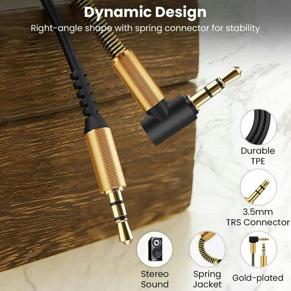 ULTRICS AUX Cable, 3.5mm Right Angle Male to Male Audio Cable with Gold Plated Jack