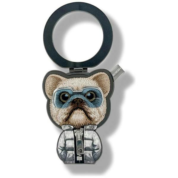 Nimmy Friends Nimmy Cool & Cute 2.0 Little Rich Tycoon Dog Embroidery Magnetic Stand with MagSafe Black - N-KM-BSZJ-01