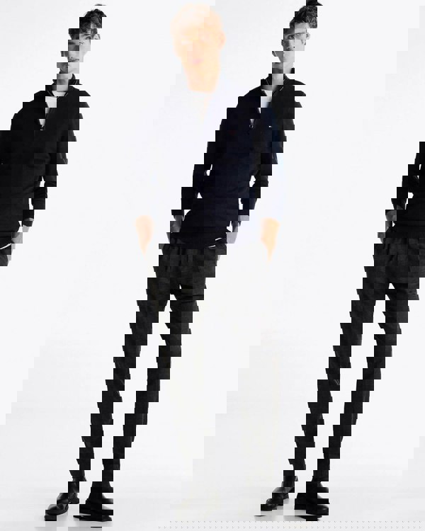 Tommy Hilfiger Organic Cotton Cashmere Mens Zip-Mock Sweater - Desert Sky - CHO - Designer Mens Sweatshirts