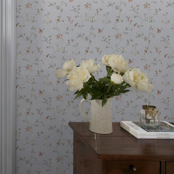 Laura Ashley Leonie Trail Chalk Blue Wallpaper