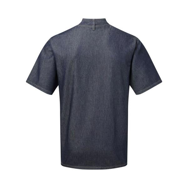 Premier Unisex Adults Chefs Zip-Close Short Sleeve Jacket - Indigo Denim