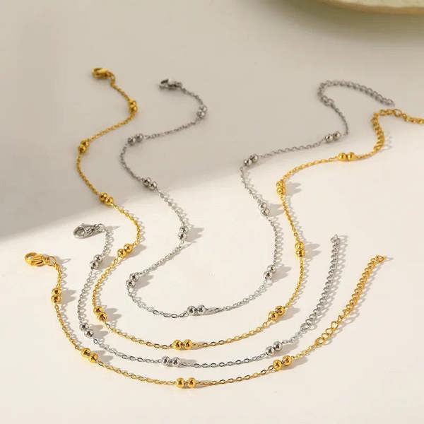 Elk & Bloom 14K Gold Double Beaded Satellite Chain Bracelet