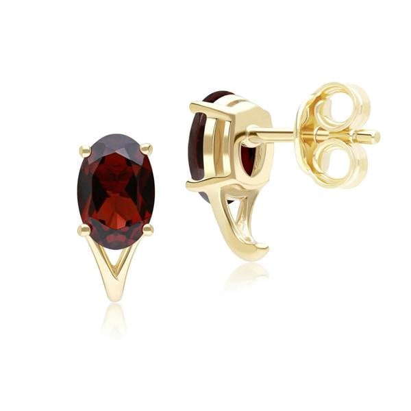 Gemondo Classic Oval Garnet Stud Earrings in 9ct Yellow Gold 7x5mm