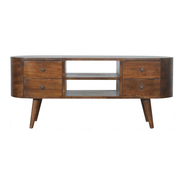 Wyld Haus Brescia Chestnut Mango Wood Round TV Entertainment Unit 4 Drawers