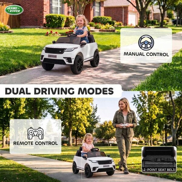 Range Rover Velar Licensed 12V Electric Car for Kids with Remote, 4-Wheel Suspension, Slow Start for 2-4 Years, White
