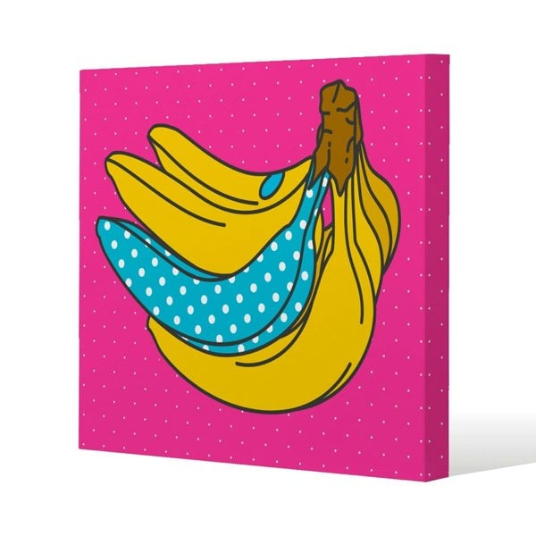 Benjamin Tate Design Pop art banana Slim Style Canvas Print  20x20cm , 15mm Slim Real wood.