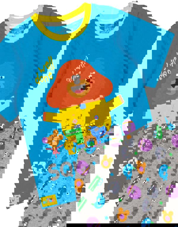 Hey Duggee Boys Blue Character Placement & All-Over Print Short Sleeve Short Leg Pyjama Set