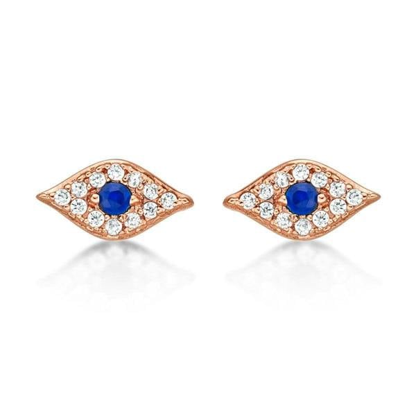 Rose Gold Evil Eye Stud Earrings for Women - namana.london