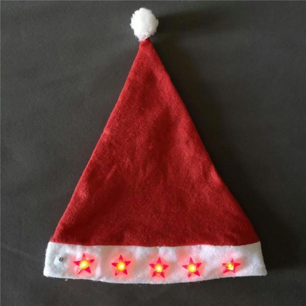 Adult Size Red Flashing Santa LED Christmas Hat with Stars for Parties and Seasonal Displays image 4