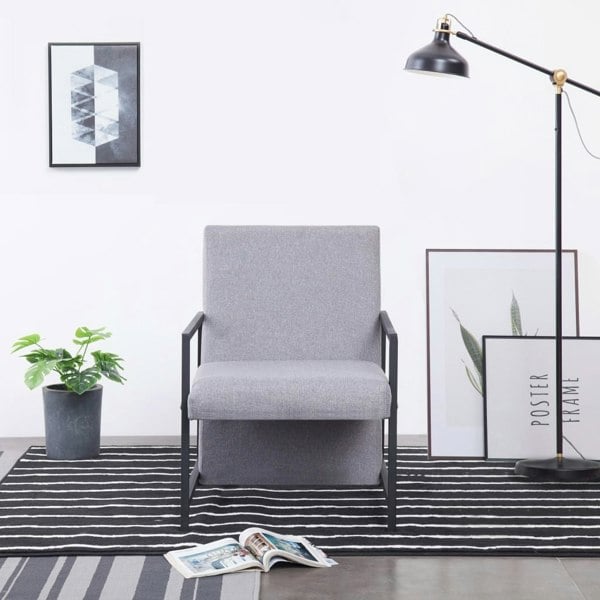 Berkfield Armchair with Chrome Feet Light Grey Fabric