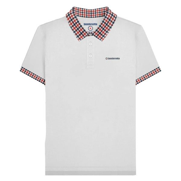 Lambretta Mens SS25 Gingham Polo Shirt - White