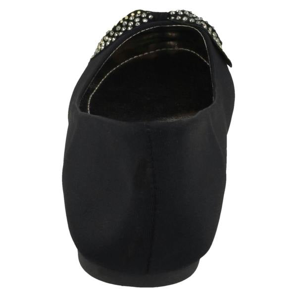 Spot On Ladies Spot On Bow Trim Black Ballerinas F80326