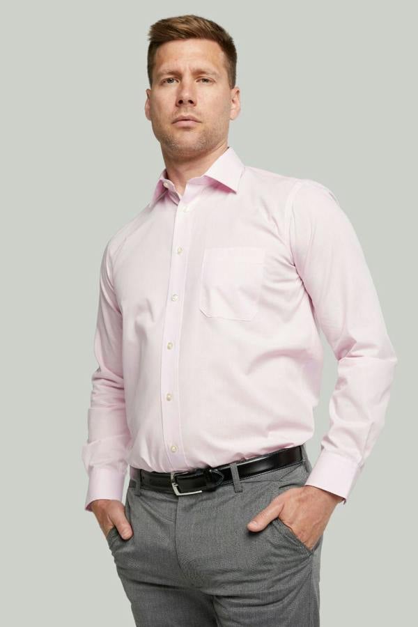 New Pink Long Sleeve Cotton Rich Non-Iron Shirt