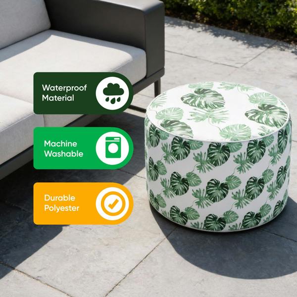 Gardenwize Outdoor Pouf Ottoman – Bali Inflatable Footstool