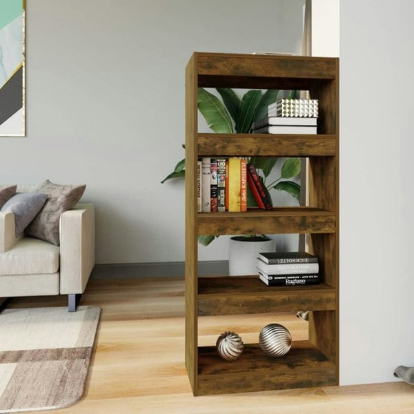 Berkfield Book Cabinet/Room Divider Smoked Oak 60x30x135 cm Engineered Wood