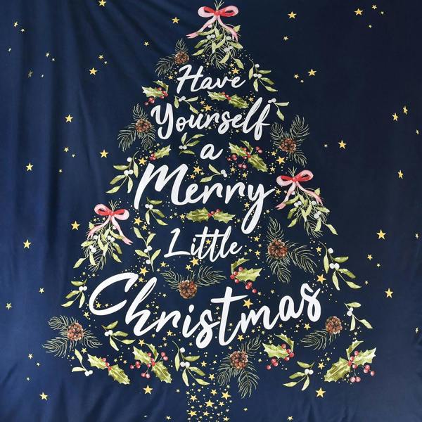 Smart Living Merry Christmas Sparkle Tree Duvet Cover With Pillowcases - Navy
