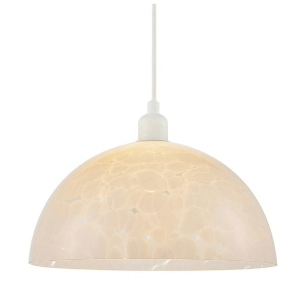 Modern Opal White Snowflake 30cm Domed Glass Pendant Ceiling Shade Image 1
