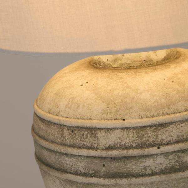 Lighting Collection STONE EFFECT CERAMIC TABLE LAMP WITH GREY SHADE