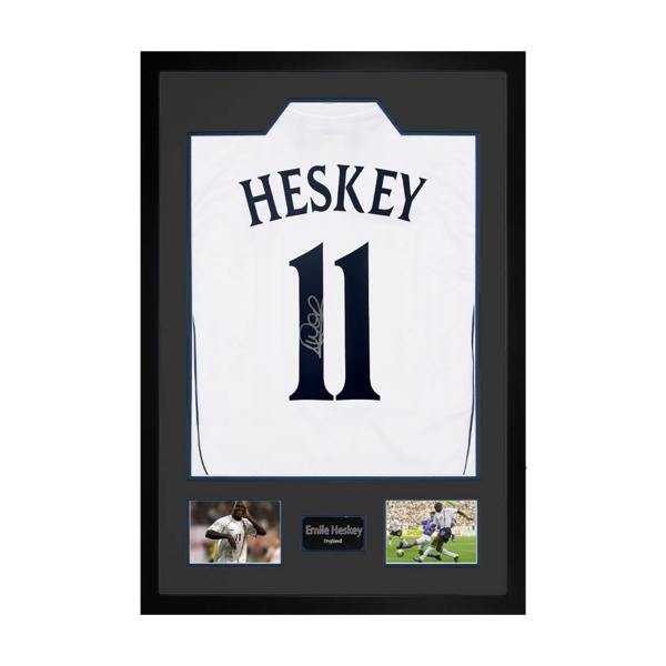 Emile Heskey Signed England Shirt Premium Frame