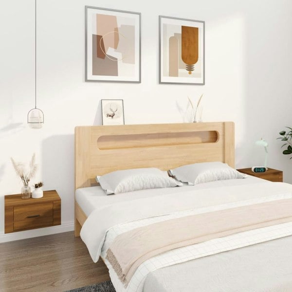 Berkfield Wall-mounted Bedside Cabinets 2 pcs Brown Oak 50x36x25 cm