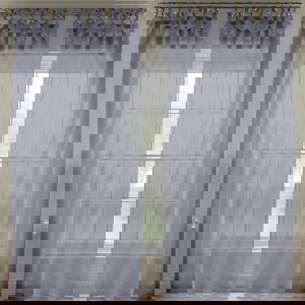 Luxury Living Linen Look Voile Tab Top Curtain Pair