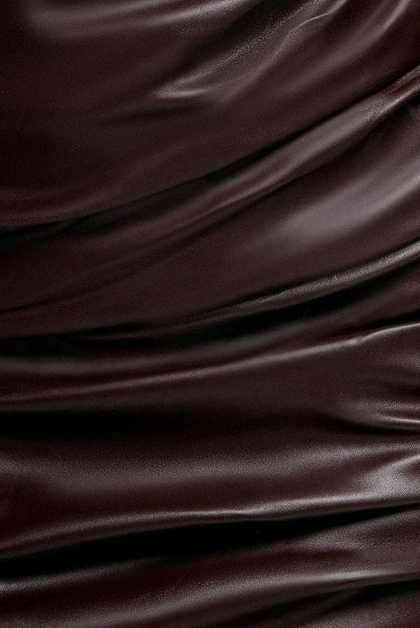 Cut Out Faux Leather Mini Dress - Brown DR3664