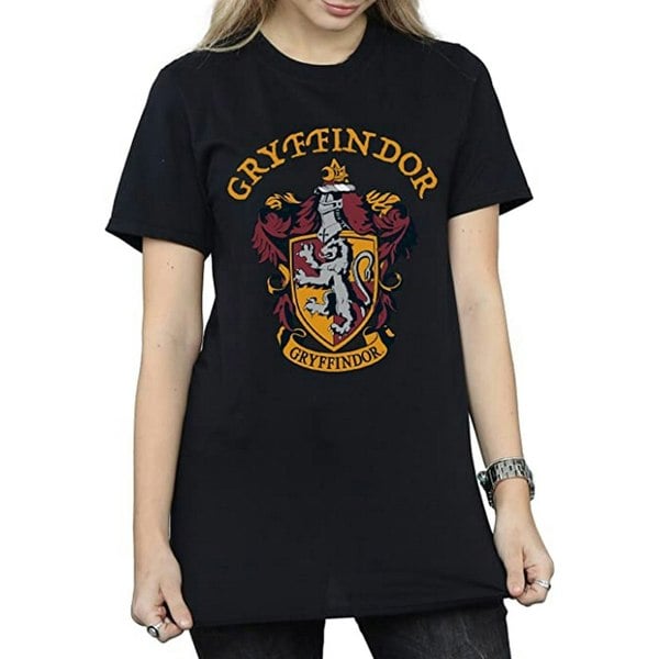 Harry Potter Womens Gryffindor Cotton Boyfriend T-Shirt - Black