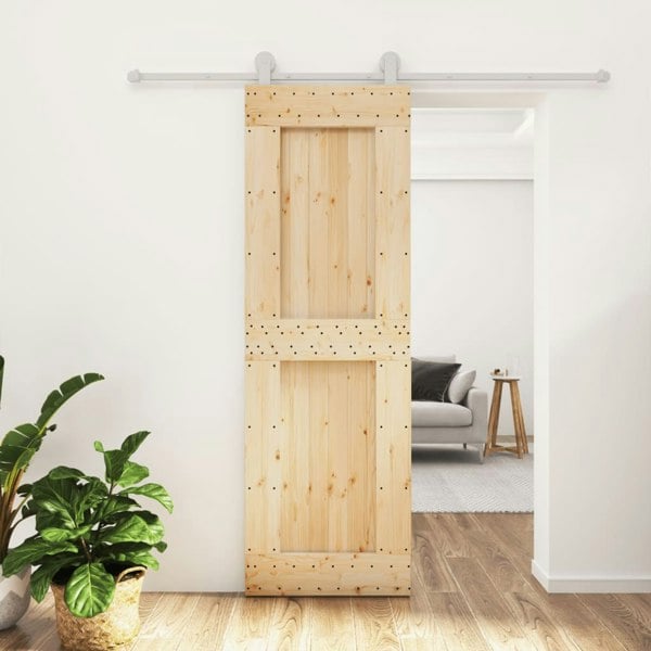 Berkfield Sliding Door with Hardware Set 70x210 cm Solid Wood Pine