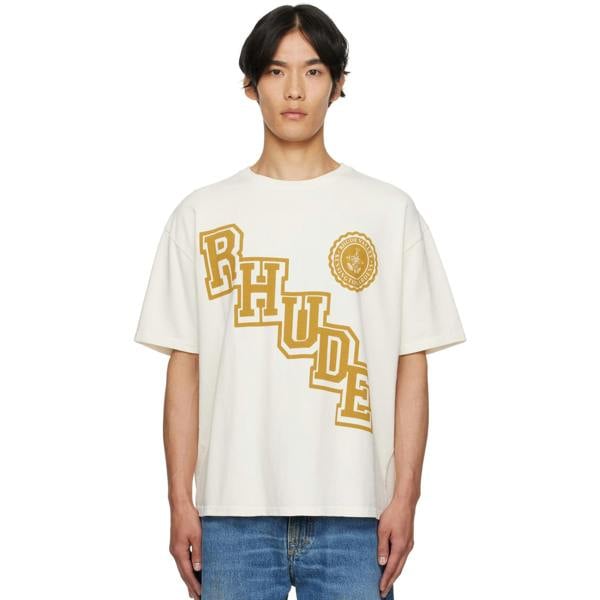 Rhude Collegiate Crest T-Shirt   in  White