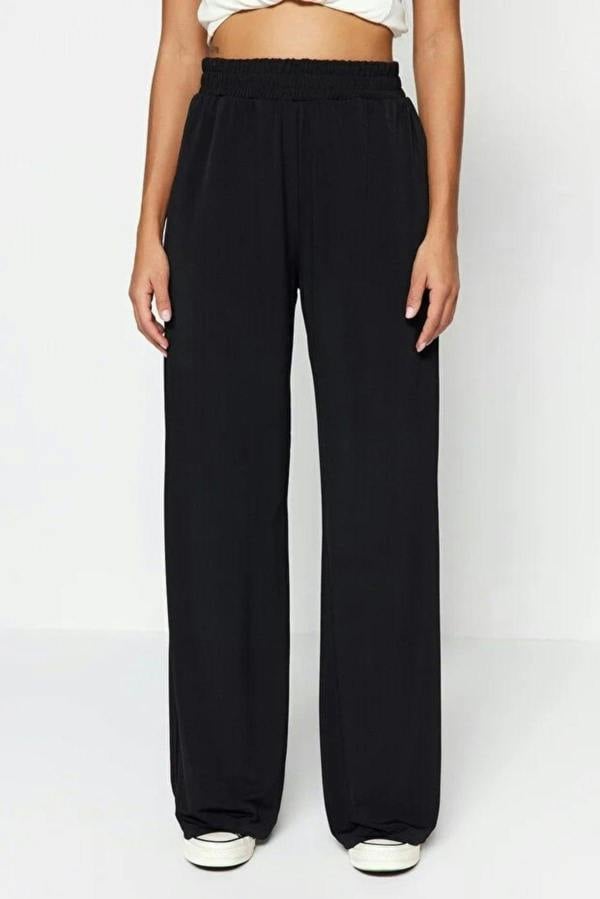 WOVCOR Relaxed Cut High Waist Flexible Trousers
