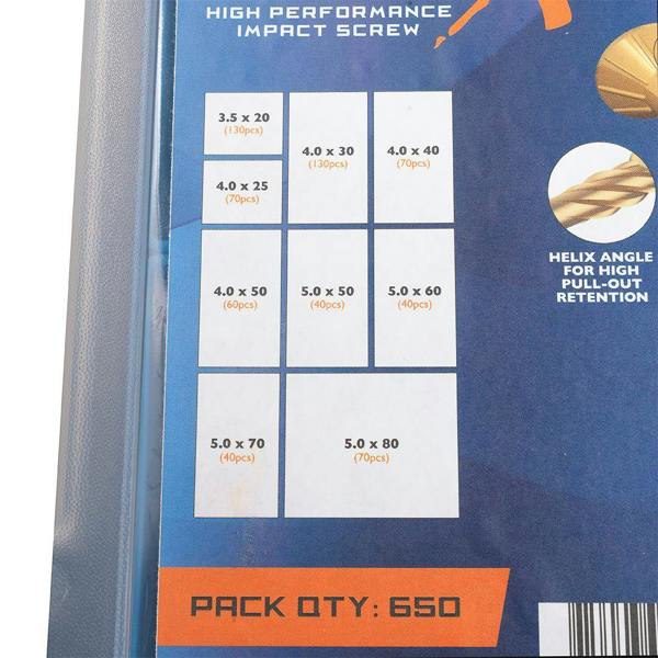 Axel High Performance Impact Assorted Screw Set - 650pcs