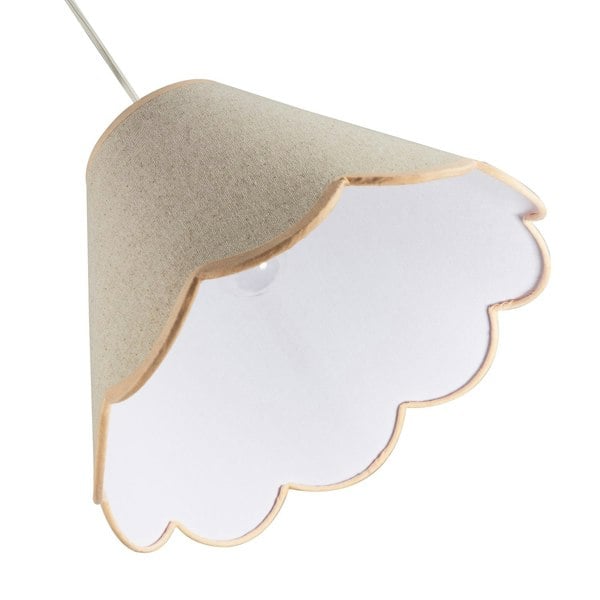 Scallop Edge Natural Textured Linen Coolie Lamp Shade with Pink Trims Image 3