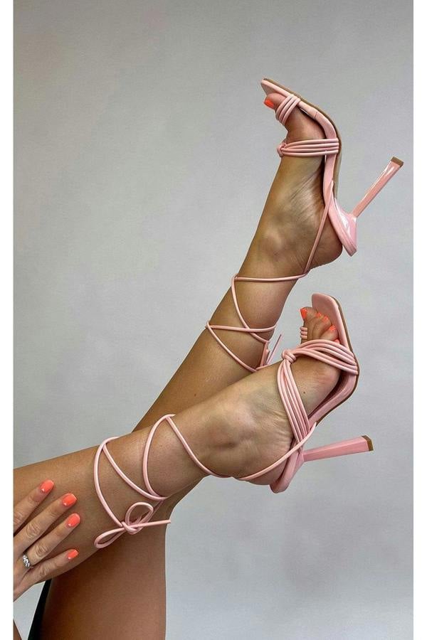 Amanda Strappy Lace Up Heels - Pink