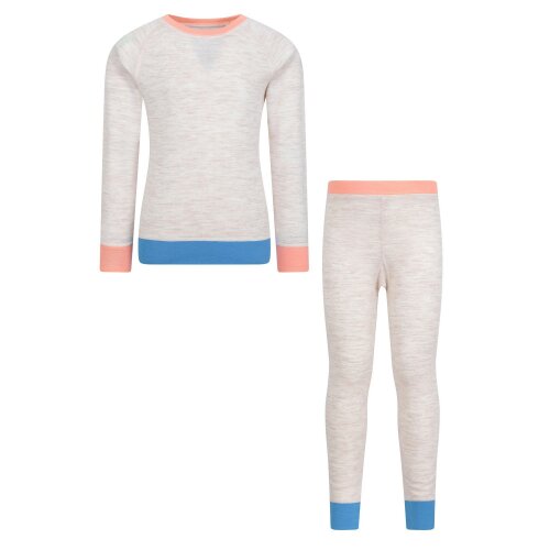 Mountain Warehouse Childrens/Kids Colour Block Merino Wool Base Layer Set - Beige